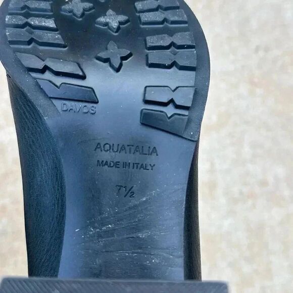 Aquatalia Everett Leather Black Block Heel Zip Up Ankle Bootie Women’s Size 7.5 - Picture 12 of 12